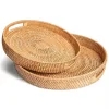 Rattan Tray for Coffee Table - Round Decorative Tray 7 Rattan tray for coffee table in two sizes with cutout handles on white