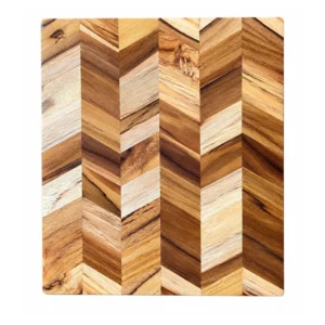 Teak Herringbone Cutting Board 20 x 15 cm on a clean white background