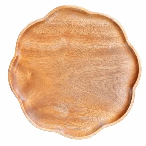 African Mahogany Flower Tray 28 cm on a clean white background