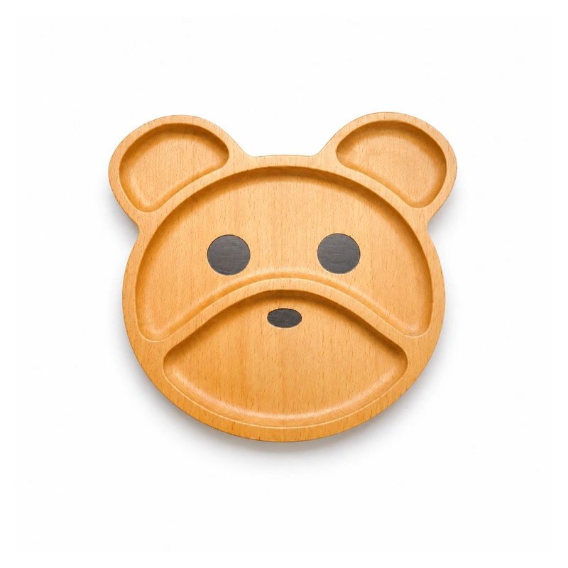 Rubberwood Bear Tray 24 x 23 cm on a clean white background Rubberwood Bear Tray 24 x 23 cm on a clean white background