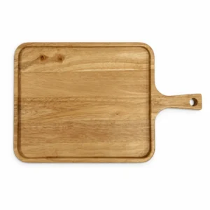Rubberwood Handled Rectangular Tray 40 x 25 cm on a clean white background