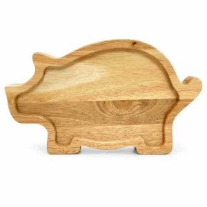 Rubberwood Pig-Shaped Tray 26 x 16 cm on a clean white background