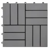 Outdoor Wood Decking Tiles - 12 Slats Grey 8 Outdoor wood decking tiles with 12 grey-blue acacia slats