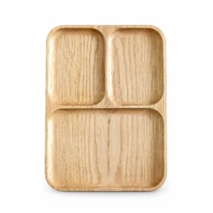 Three Section Ash Tray in ash wood on white