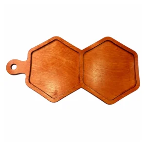 Plywood Double Hexagon Tray 44.5 x 21.5 cm on a clean white background