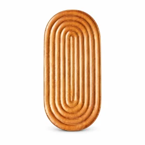 Large Oval Grooved Tray in doussie wood on white