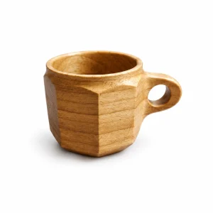 Faceted Loop Wooden Cup in doussie wood on white