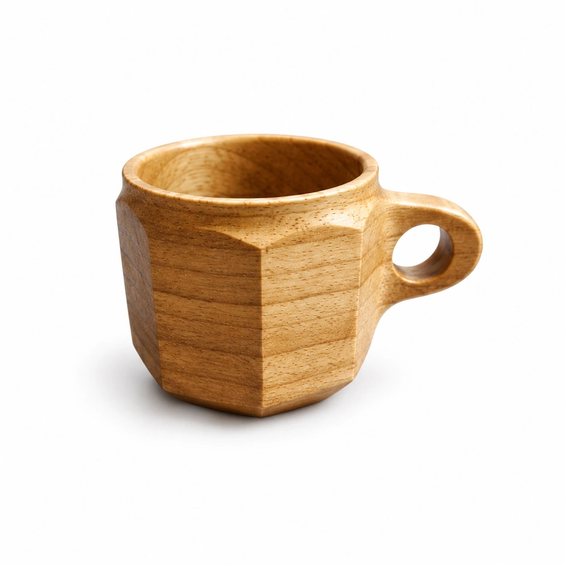 Faceted Loop Wooden Cup in doussie wood on white Faceted Loop Wooden Cup in doussie wood on white