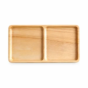 Two Section Ash Tray in ash wood on white