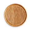 Large Round Grooved Doussie Wood Tray 8 Large Round Grooved Tray in doussie wood on white