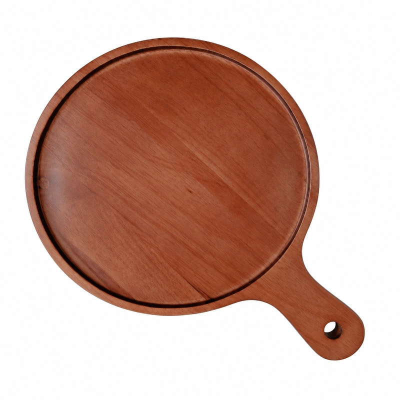 Walnut Color Rubberwood Handled Tray 30 x 20 cm on a clean white background Walnut Color Rubberwood Handled Tray 30 x 20 cm on a clean white background