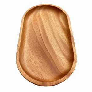 African Mahogany Oval Tray 18 x 10 cm on a clean white background