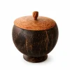 Coconut Shell Spice Jar with Wooden Lid 8 Coconut shell spice jar with a wooden lid on white background