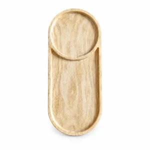 Oval Divided Ash Tray in ash wood on white