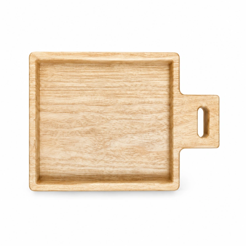 Square Handle Ash Tray in ash wood on white Square Handle Ash Tray in ash wood on white
