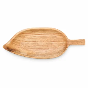 Large Leaf Handle Tray in ash wood on white