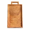 Rectangular Grooved Doussie Tray with Handle 8 Grooved Tray with Handle in doussie wood on white