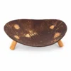 Oval Coconut Shell Tray with Wooden Feet 1 oval coconut shell tray with wooden feet product view