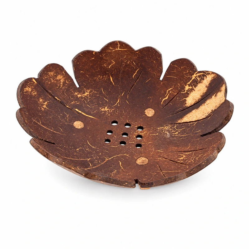 Flower Carved Coconut Shell Dish flower carved coconut shell dish product view