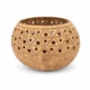 geometric carved coconut shell candle holder product view