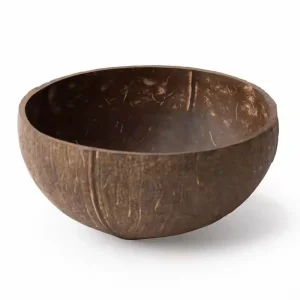Natural Coconut Shell Bowl for Salad, Fruits, Cereal 3 Close view of the coconut shell interior and raw exterior texture