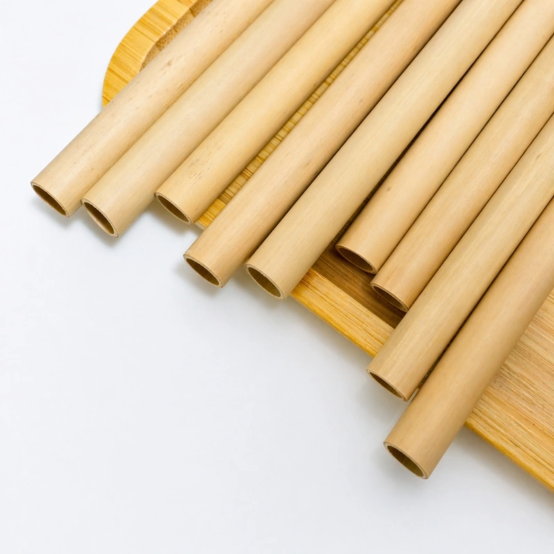 Close view of sanded bamboo straw ends and natural grain Close view of sanded bamboo straw ends and natural grain