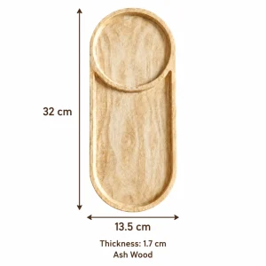 Oval Divided Ash Tray overall dimensions 32 × 13.5 × 1.7 cm in ash wood