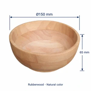 Rubberwood Serving Bowl dimensions: 150 mm diameter and 65 mm height