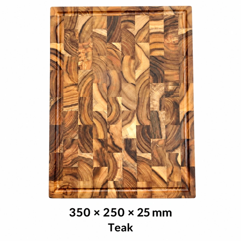 Teak End Grain Cutting Board 35 x 25 cm, 350 × 250 × 25 mm, Teak Teak End Grain Cutting Board 35 x 25 cm, 350 × 250 × 25 mm, Teak