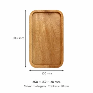 African Mahogany Rectangular Tray 25 x 15 cm dimensions 250 × 150 × 20 mm and African mahogany material