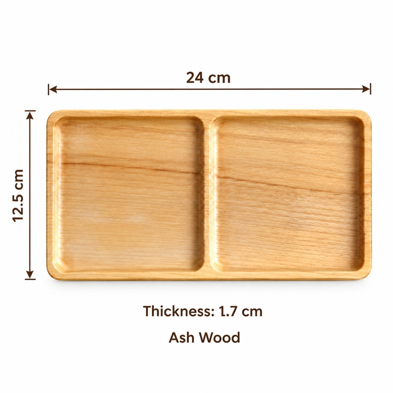 Two Section Ash Tray overall dimensions 24 × 12.5 × 1.7 cm in ash wood Two Section Ash Tray overall dimensions 24 × 12.5 × 1.7 cm in ash wood