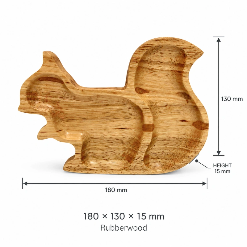 Rubberwood Squirrel-Shaped Tray 18 x 13 cm dimensions 180 × 130 × 15 mm and Rubberwood material Rubberwood Squirrel-Shaped Tray 18 x 13 cm dimensions 180 × 130 × 15 mm and Rubberwood material