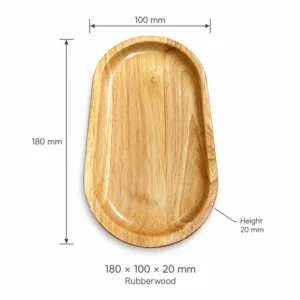 Rubberwood Oval Tray 18 x 10 cm dimensions 180 × 100 × 20 mm and Rubberwood material