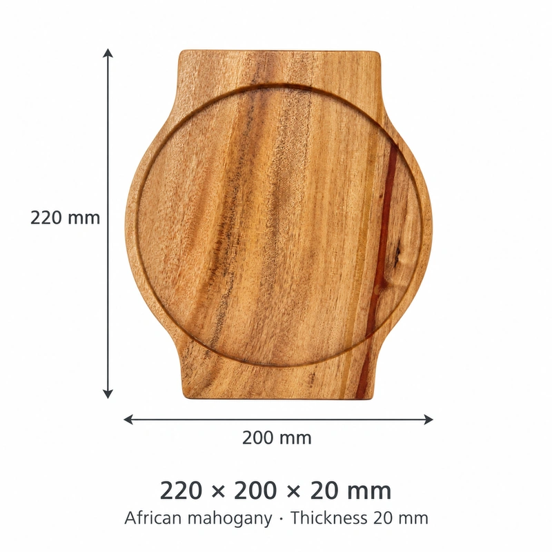 African Mahogany Okonomi Tray 22 x 20 cm dimensions 220 × 200 × 20 mm and African mahogany material African Mahogany Okonomi Tray 22 x 20 cm dimensions 220 × 200 × 20 mm and African mahogany material