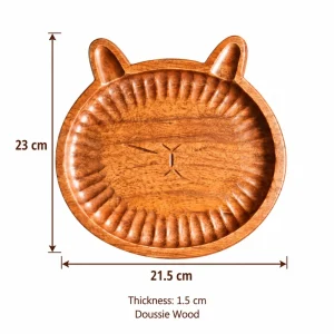 Ribbed Cat Wood Tray – Doussie Wood 1 Ribbed Cat Wood Tray overall dimensions 23 × 21.5 × 1.5 cm in doussie wood
