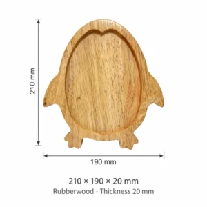 Rubberwood Penguin Tray 21 x 19 cm dimensions 210 × 190 × 20 mm and Rubberwood material