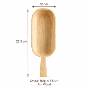 Oval Ash Wooden Scoop overall dimensions 28.5 × 10 × 3.5 cm in ash wood
