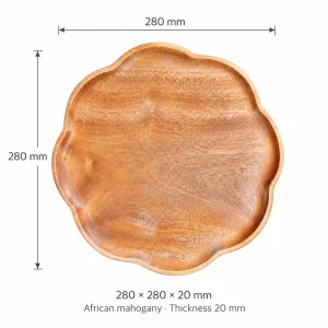 African Mahogany Flower Tray 28 cm 1 African Mahogany Flower Tray 28 cm dimensions 280 × 280 × 20 mm and African mahogany material