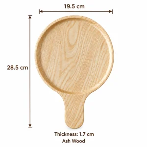 Round Ash Handle Tray – Ash Wood 1 Round Ash Handle Tray overall dimensions 28.5 × 19.5 × 1.7 cm in ash wood