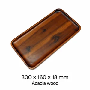 Acacia Rectangular Tray 30 x 16 cm, Walnut-Color Finish, 300 × 160 × 18 mm, Acacia dimensions
