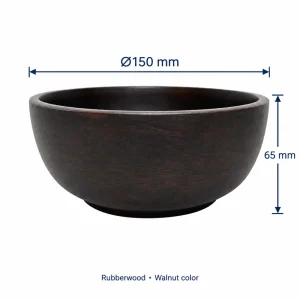 Walnut Color Rubberwood Bowl 1 Walnut Color Rubberwood Bowl dimensions: 150 mm diameter and 65 mm height