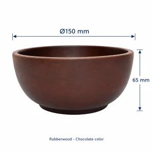 Chocolate Color Rubberwood Bowl dimensions: 150 mm diameter and 65 mm height