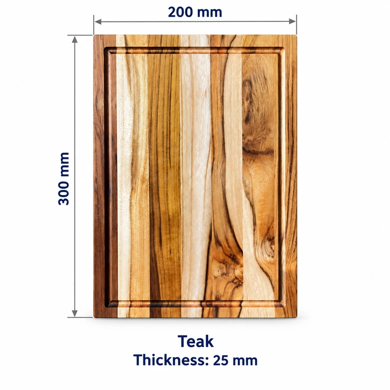 Teak Grooved Cutting Board 30 x 20 cm, 300 × 200 × 25 mm, Teak Teak Grooved Cutting Board 30 x 20 cm, 300 × 200 × 25 mm, Teak