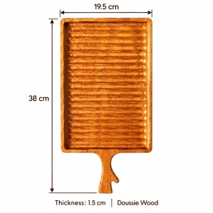 Grooved Branch Handle Tray – Doussie Wood 1 Grooved Branch Handle Tray overall dimensions 38 × 19.5 × 1.5 cm in doussie wood