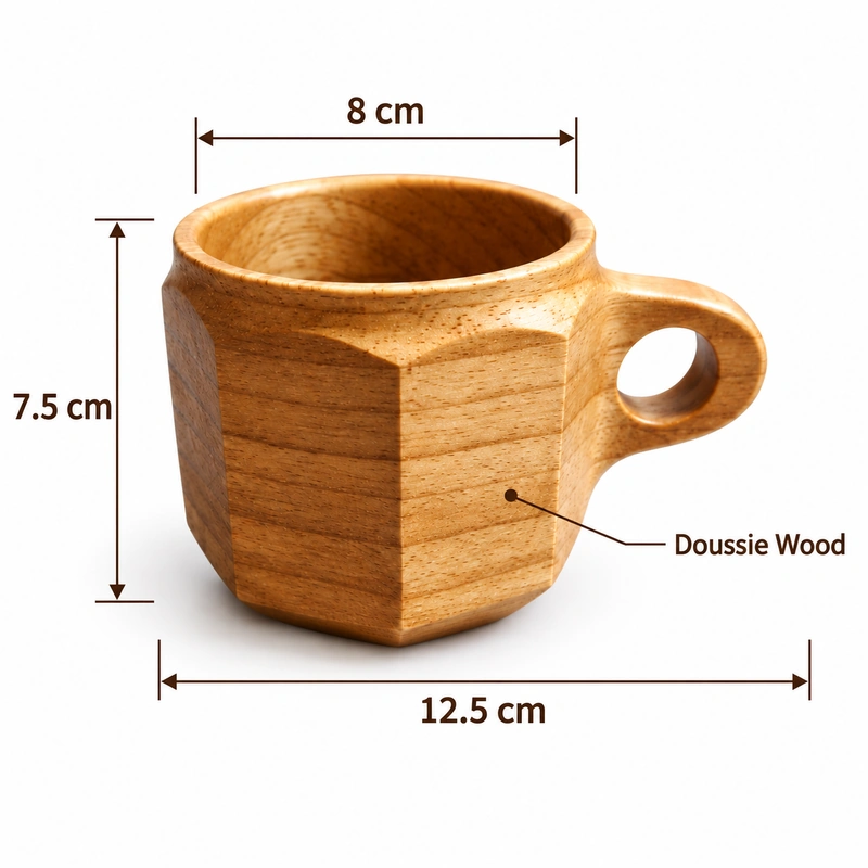 Faceted Loop Wooden Cup overall dimensions 12.5 × 8 × 7.5 cm in doussie wood Faceted Loop Wooden Cup overall dimensions 12.5 × 8 × 7.5 cm in doussie wood