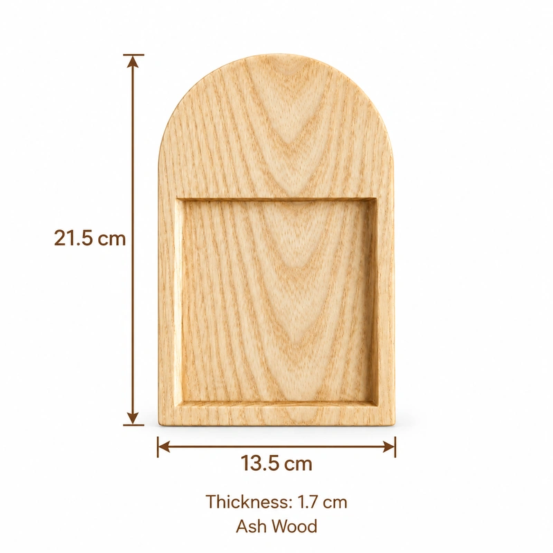 Arched Coffee Ash Tray overall dimensions 21.5 × 13.5 × 1.7 cm in ash wood Arched Coffee Ash Tray overall dimensions 21.5 × 13.5 × 1.7 cm in ash wood