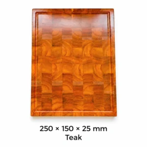 Teak Block Cutting Board with NC Finish 25 x 15 cm, 250 × 150 × 25 mm, Teak
