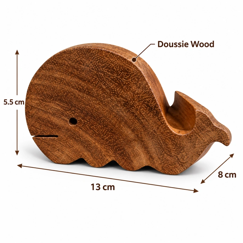 Whale Wooden Desk Holder overall dimensions 13 × 8 × 5.5 cm in doussie wood Whale Wooden Desk Holder overall dimensions 13 × 8 × 5.5 cm in doussie wood