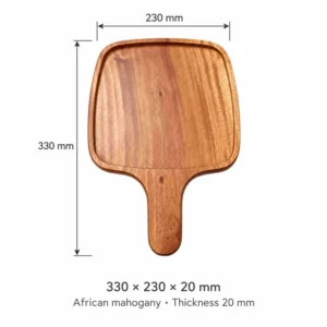 African Mahogany Handled Tray 33 x 23 cm dimensions 330 × 230 × 20 mm and African mahogany material