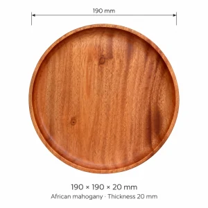 African Mahogany Round Tray 19 cm dimensions 190 × 190 × 20 mm and African mahogany material